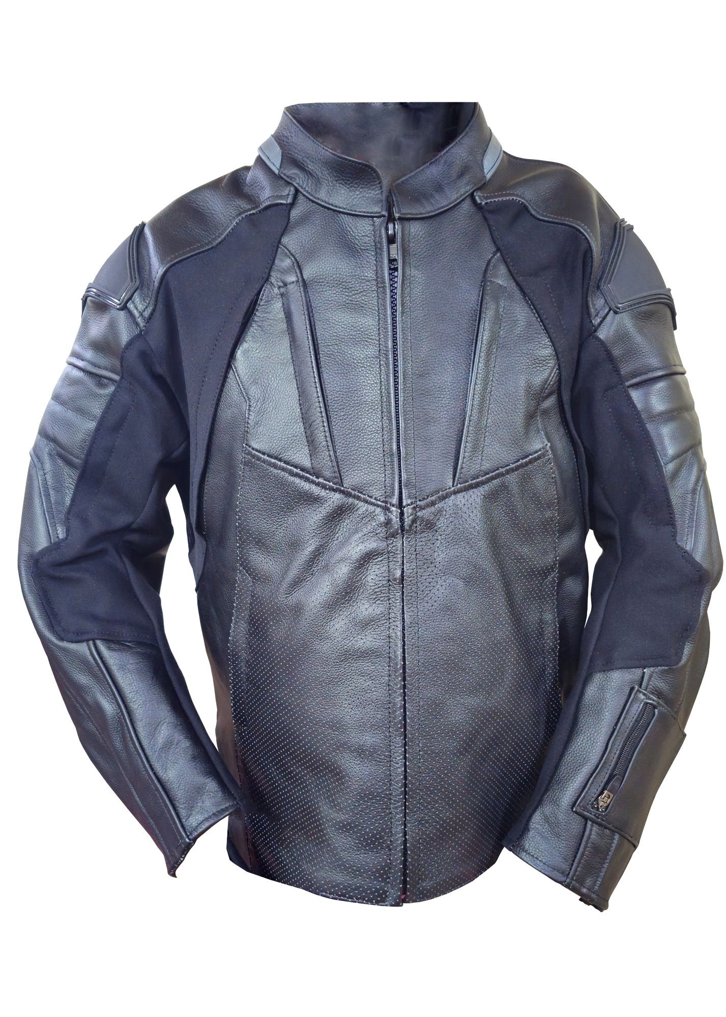 IKHUS Men's Biker Leather Jacket Black